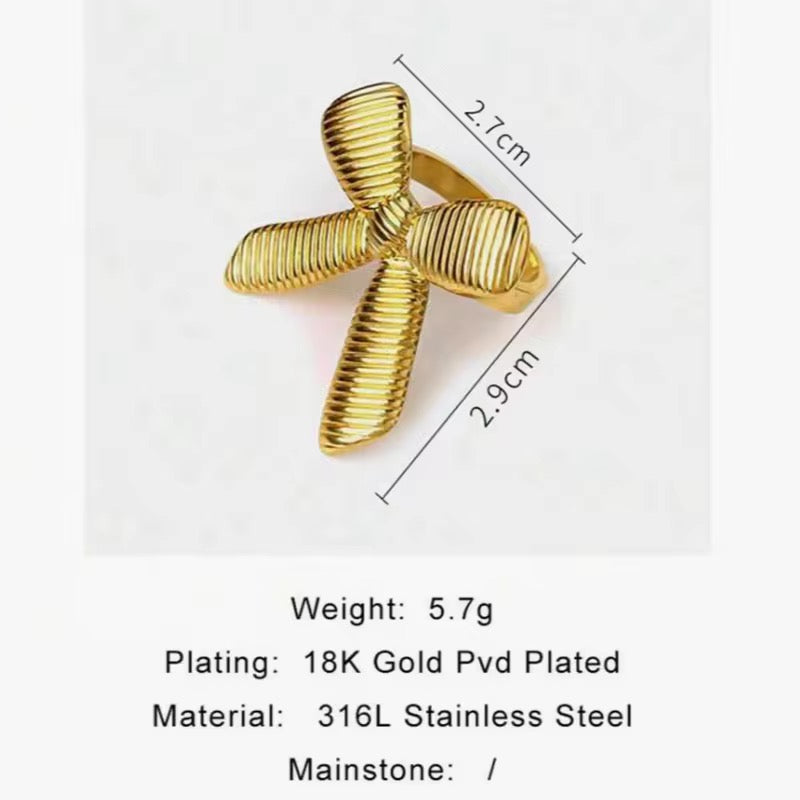 Bow Ring – Anti-Tarnish, Golden, Adjustable Fit