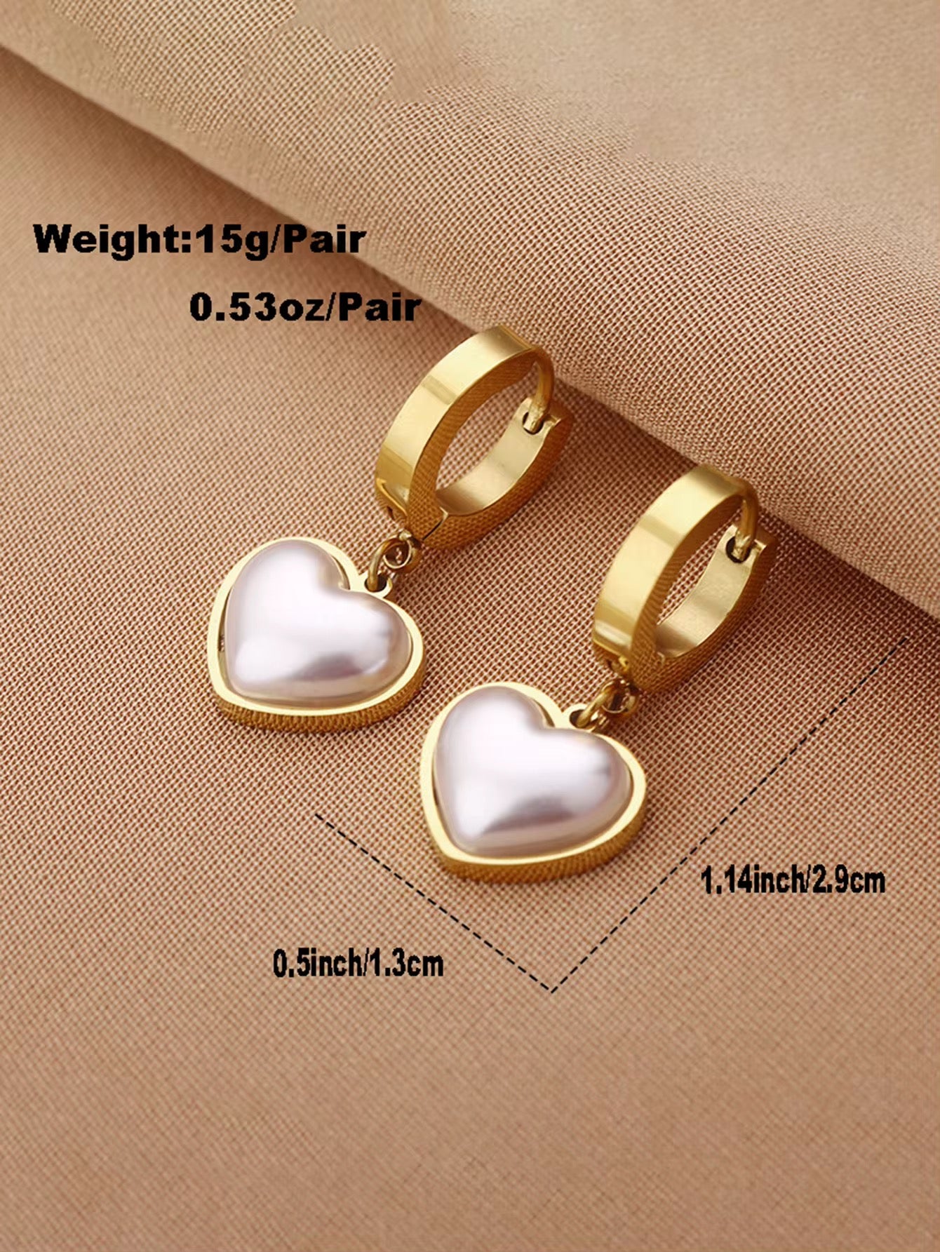 Gold Plated White Heart Earrings