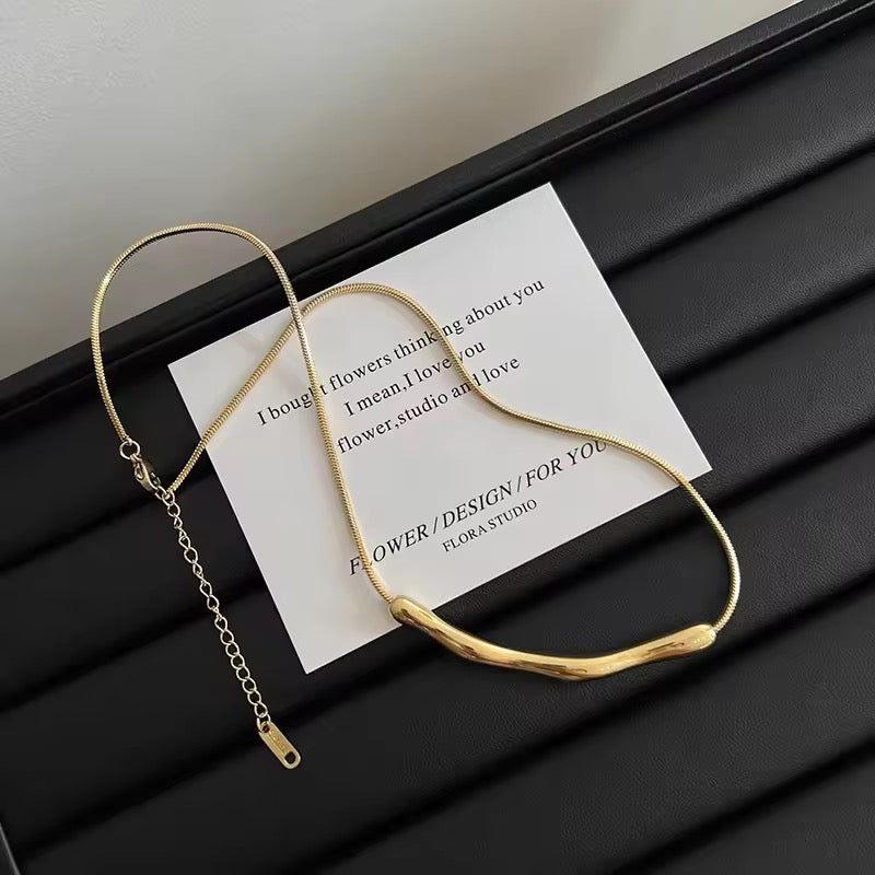 Stainless Steel Irregular Ruched Necklace