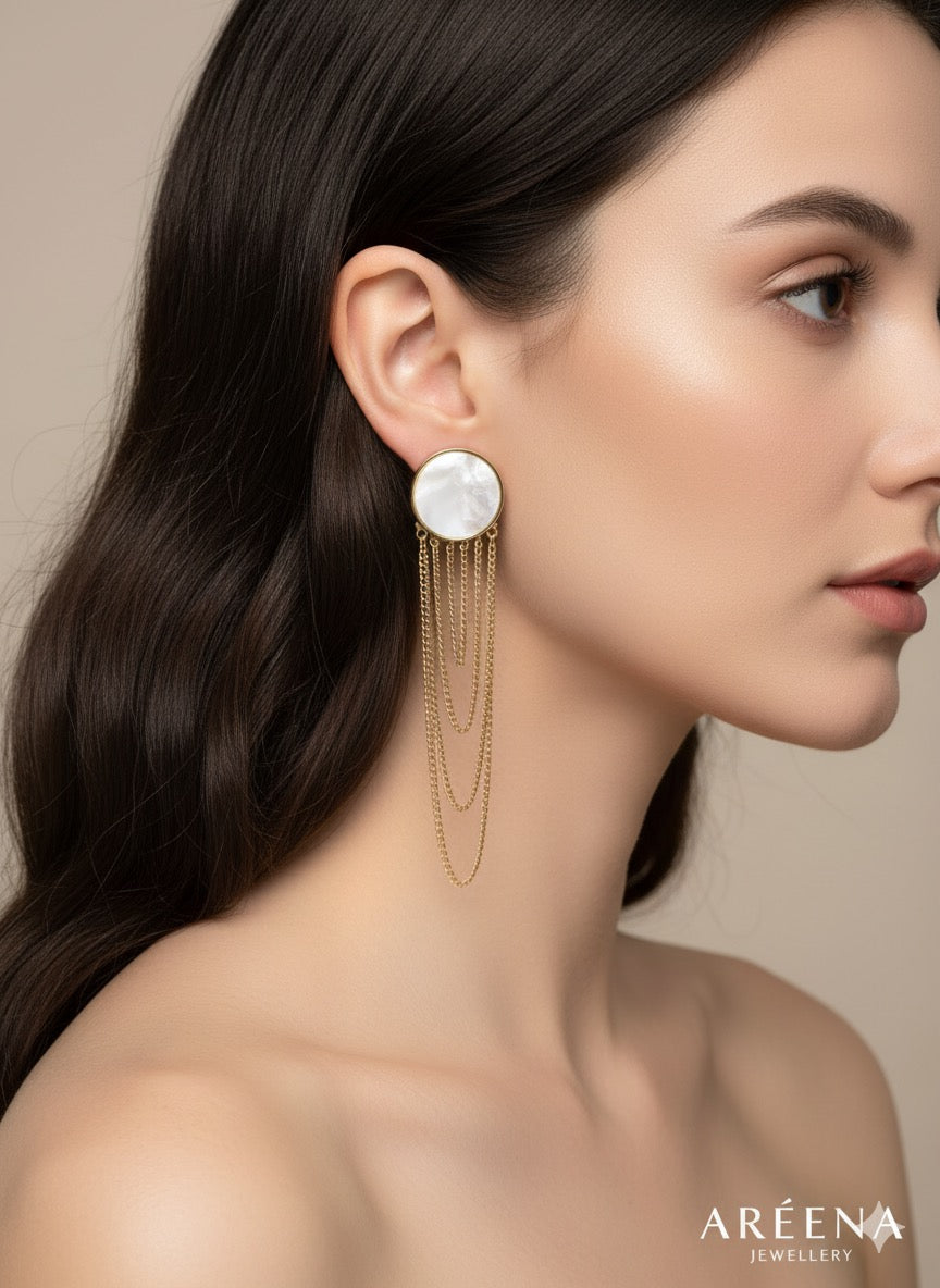 Geometric Pearl Dangles