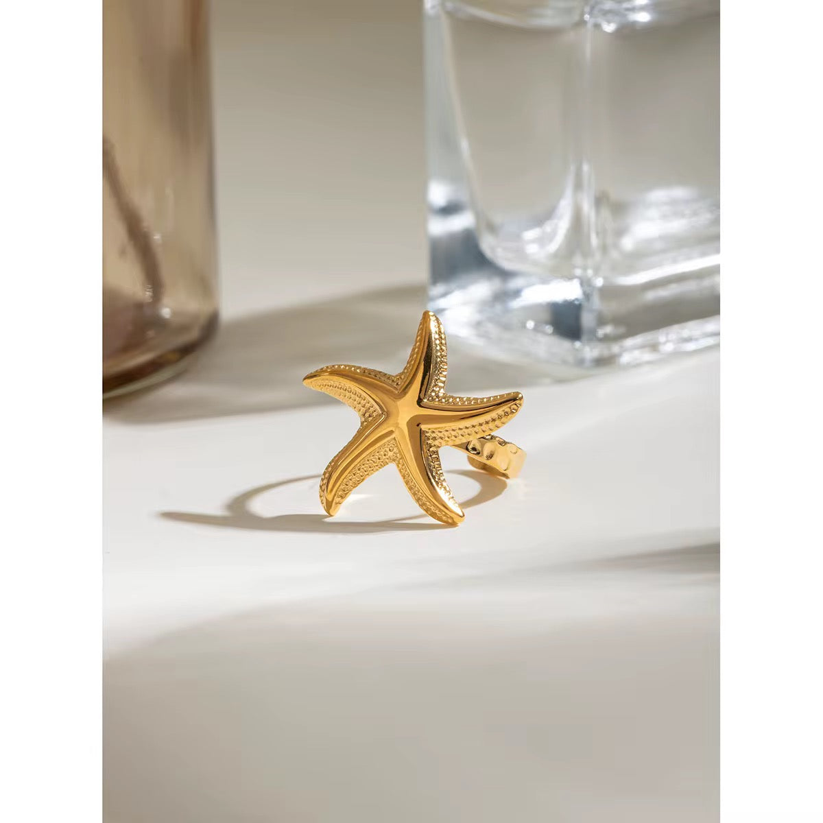 Starfish Ring – Anti-Tarnish, Golden, Adjustable Fit
