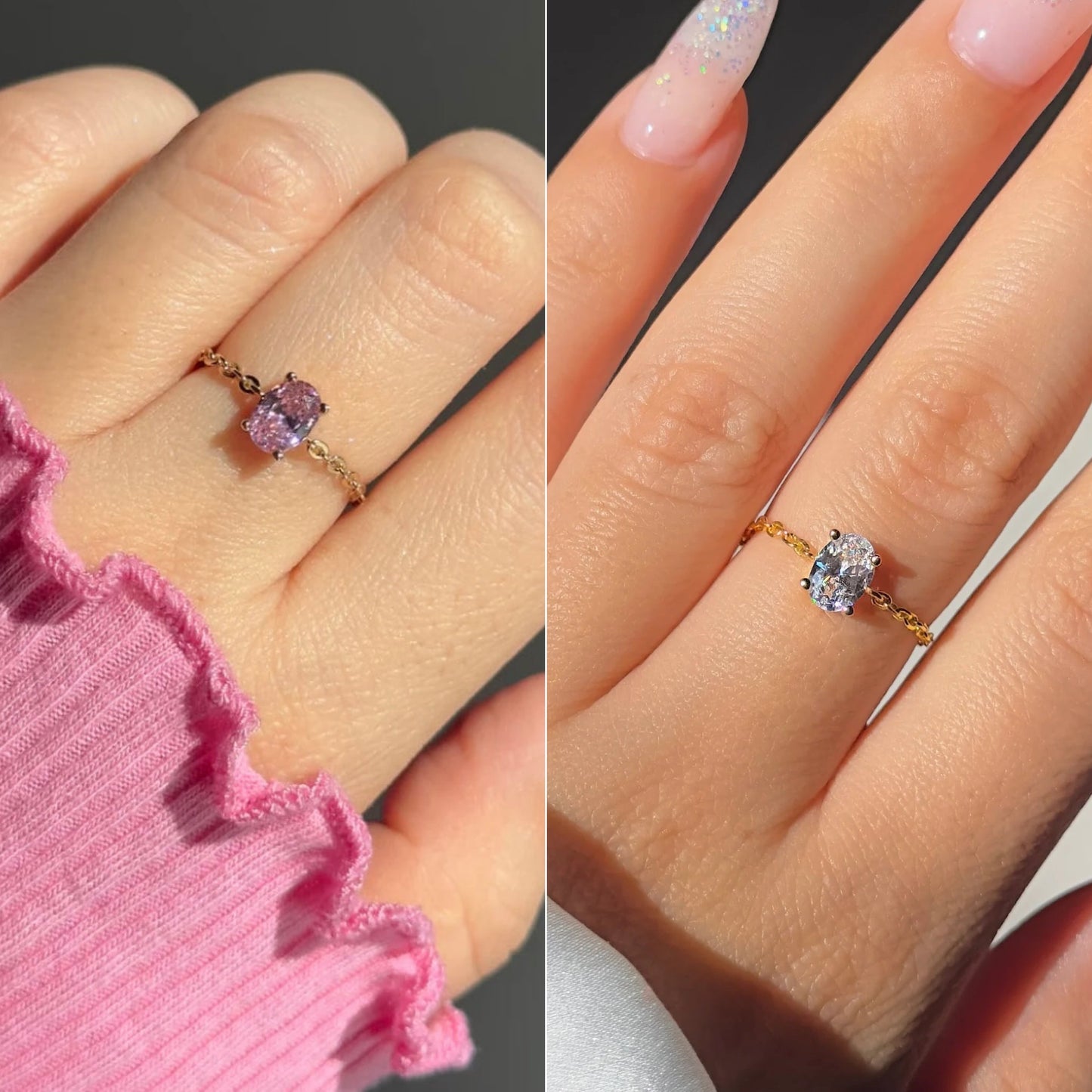 Zunaira Adjustable Chain Ring Value Combo - (Golden + Royal Pink)