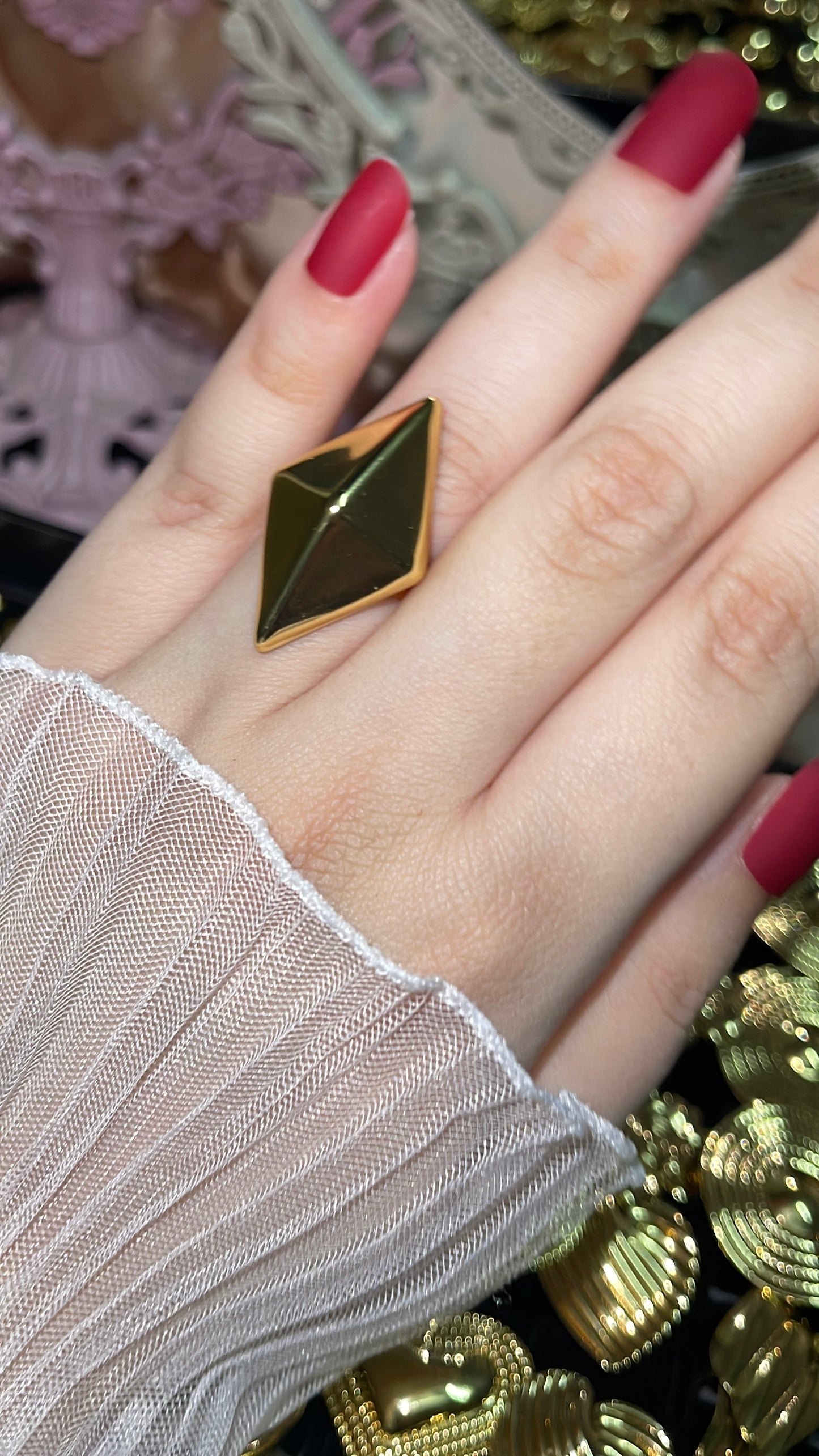 Diamond Shaped Golden Ring