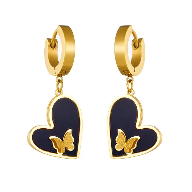 Black And Golden Heart Party Earrings