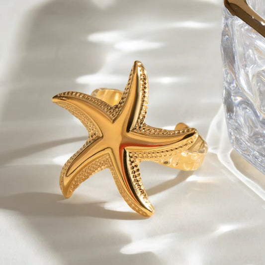 Starfish Ring – Anti-Tarnish, Golden, Adjustable Fit