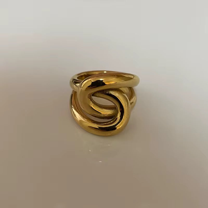 Double Circle Ring – Anti-Tarnish, Golden, Adjustable Fit
