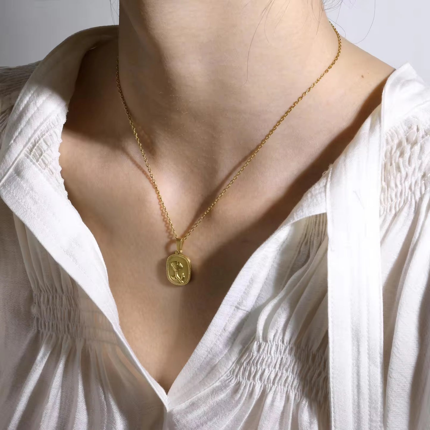 Vintage Medallion Rose Pendant