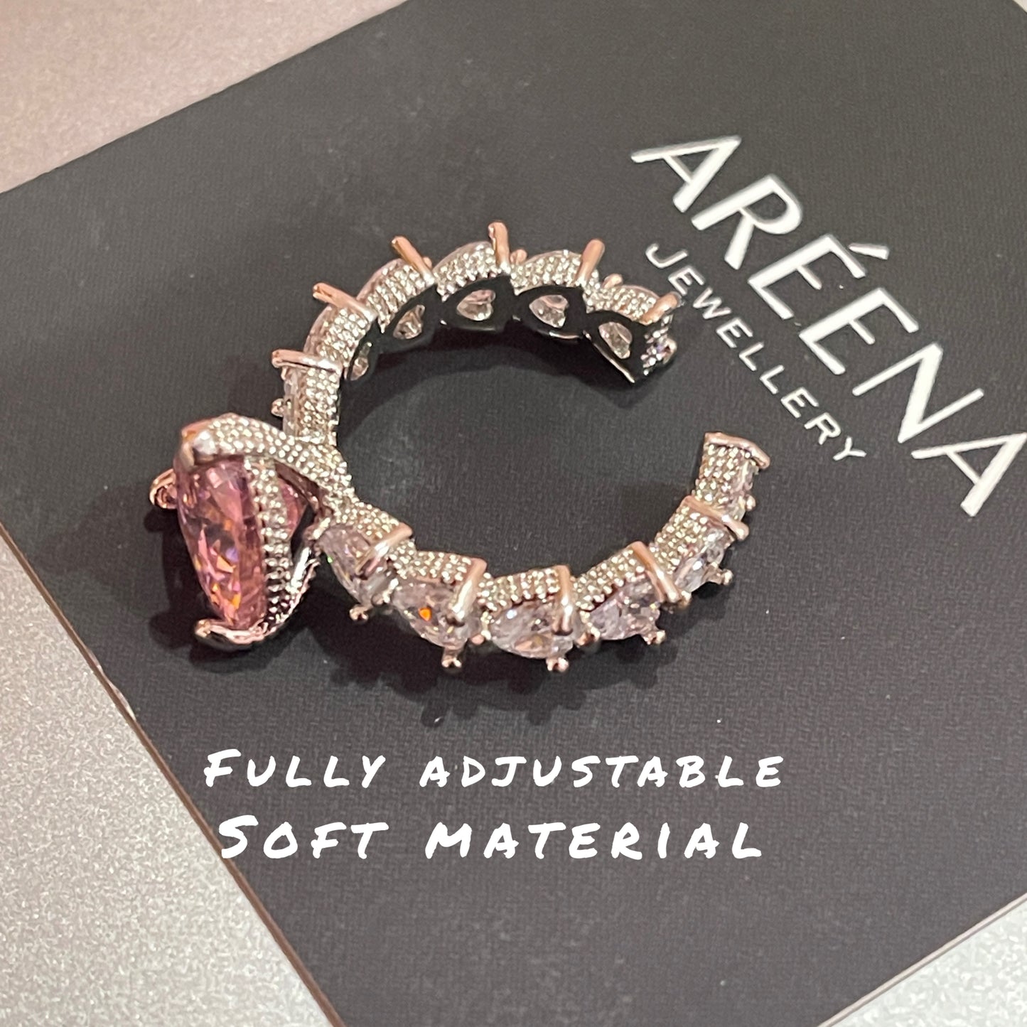 Rosé Luxe Fantasy Adjustable Zircon Ring - (Ring Box Included)