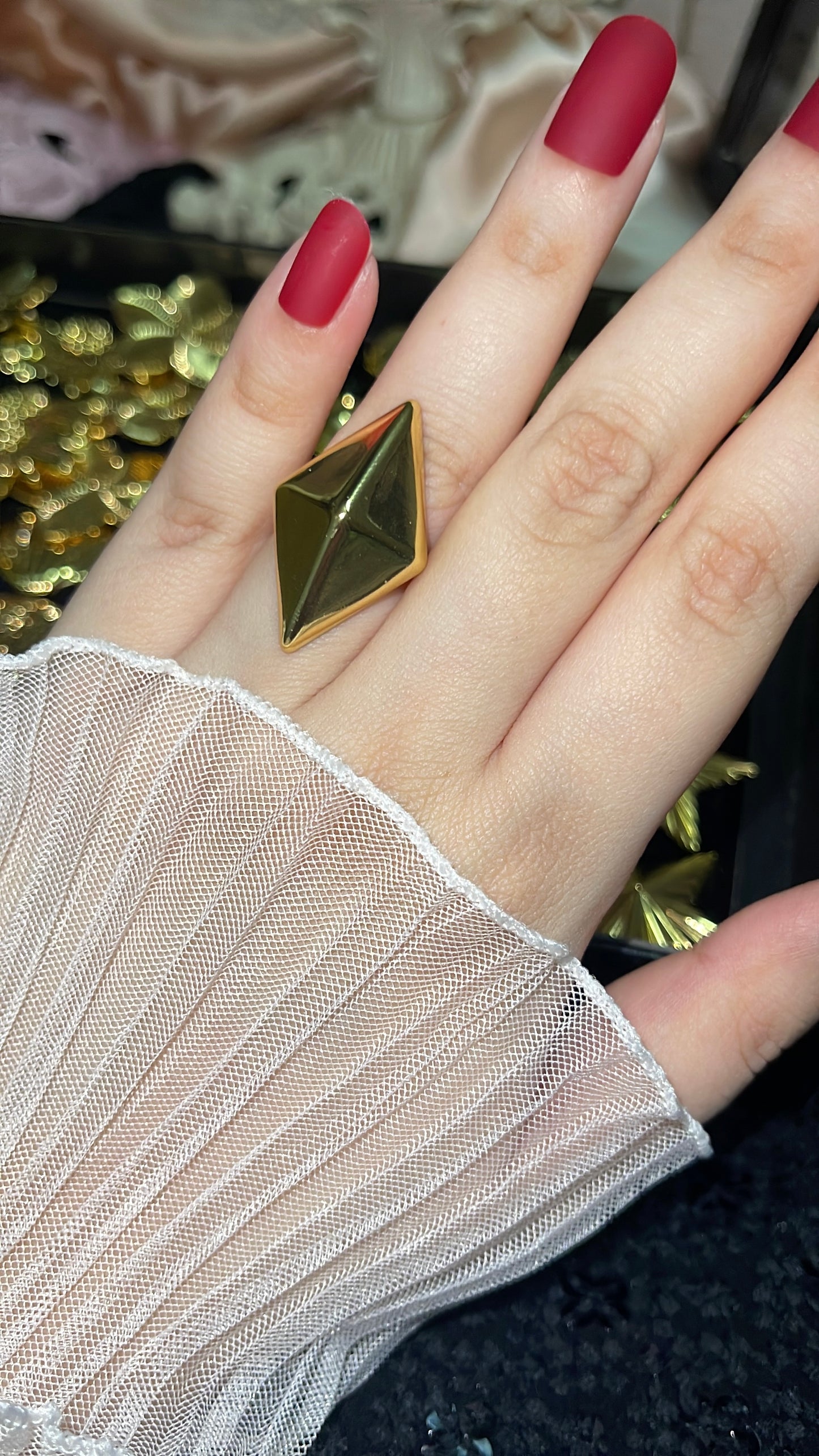Diamond Shaped Golden Ring