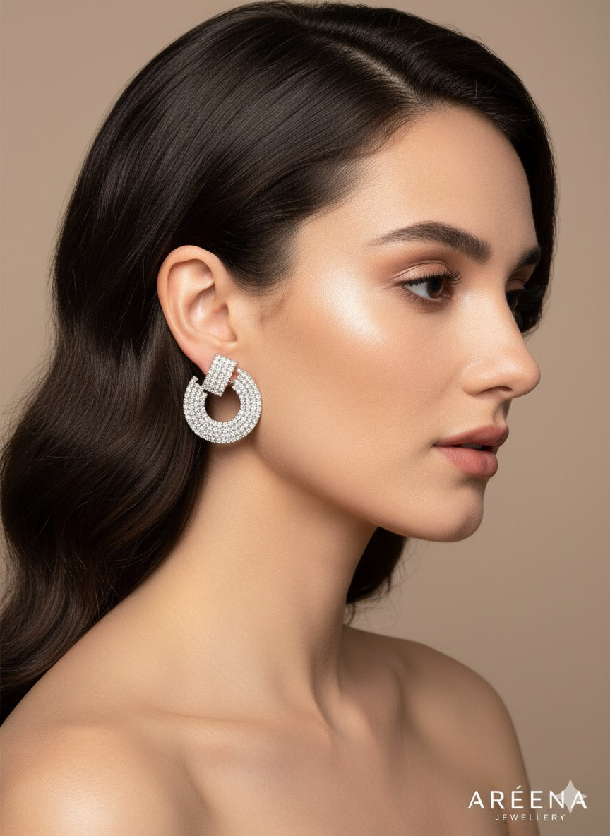 Rhinestones Geometrical Wedding Earrings