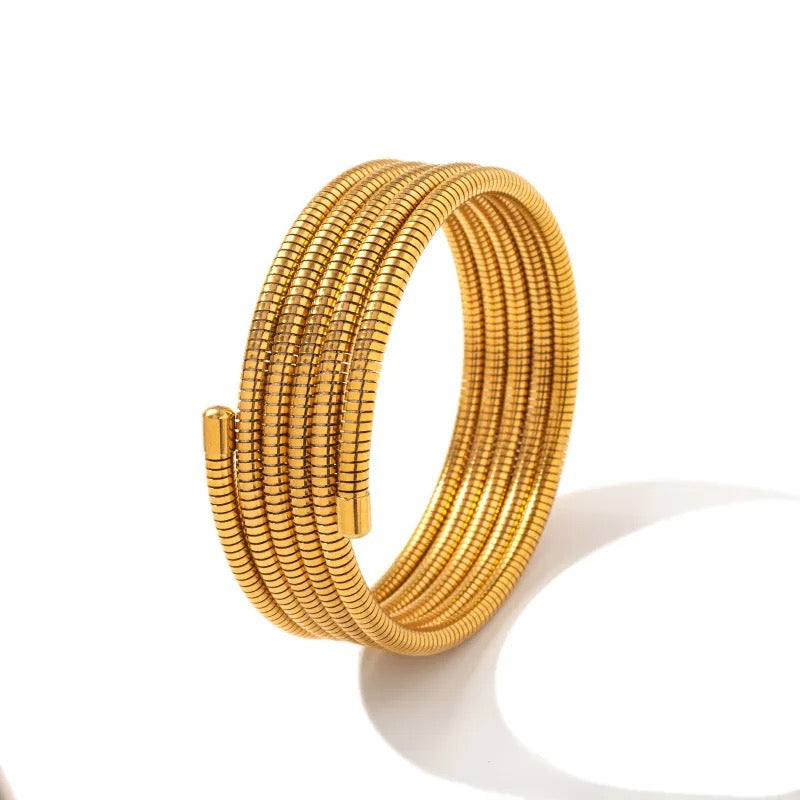 18K Gold Plated 4-Twist Anti-Tarnish Spiral Bracelet