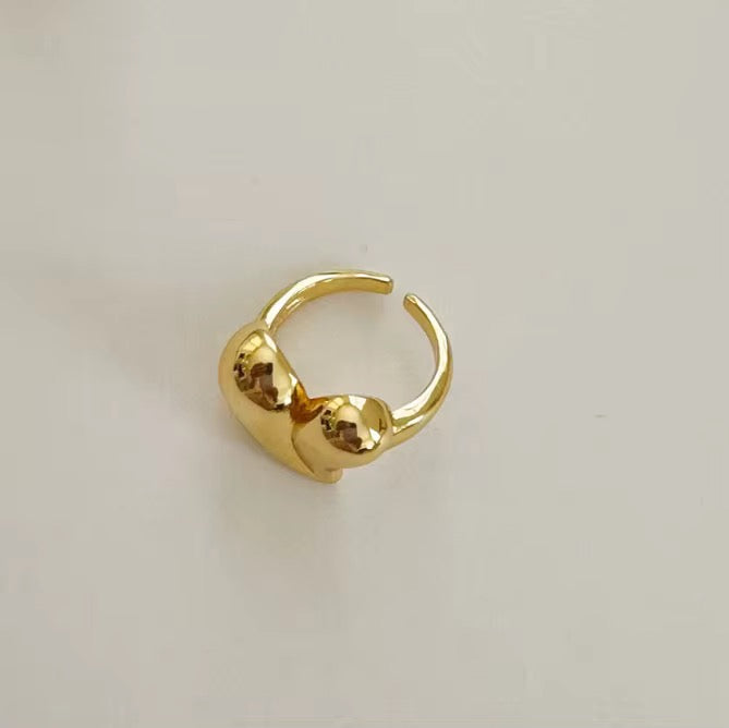 Uneven Heart Ring – Anti-Tarnish, Golden, Adjustable Fit