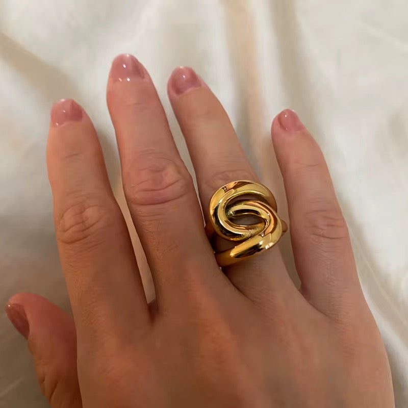 Double Circle Ring – Anti-Tarnish, Golden, Adjustable Fit