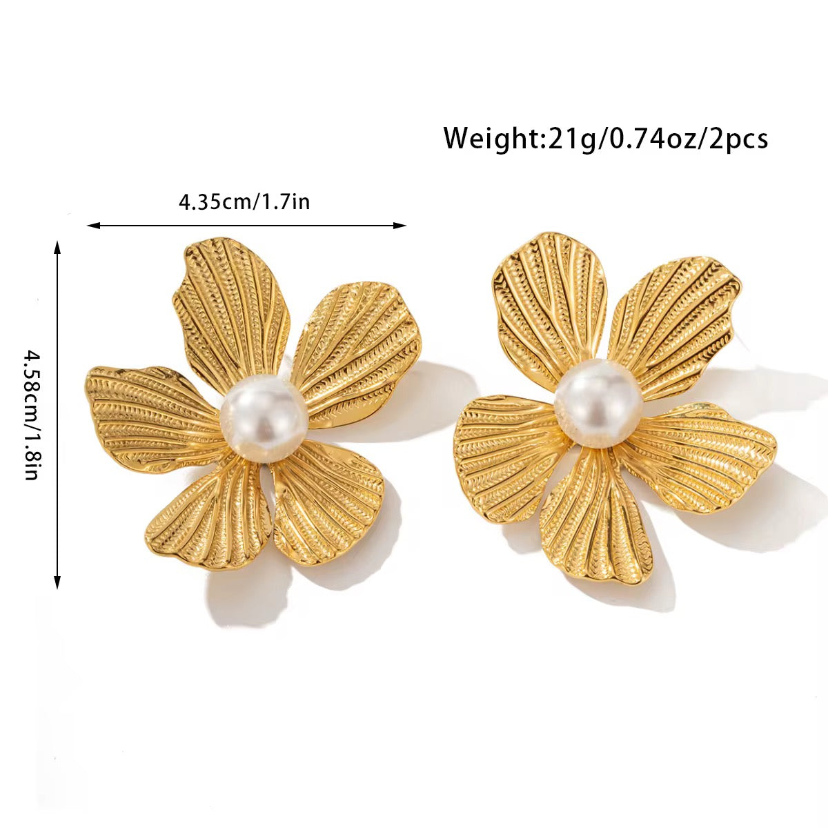 Natural Golden Color Flower Pearl Earrings