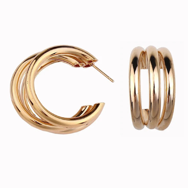 Three Layer Hoops - Golden