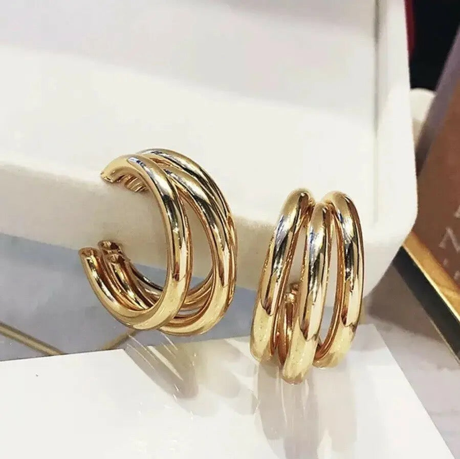 Three Layer Hoops - Golden