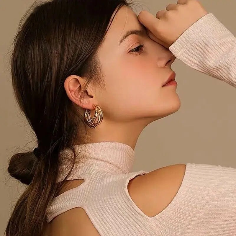 Three Layer Hoops - Golden