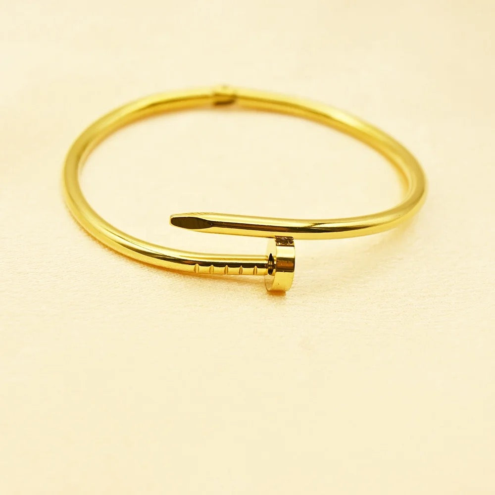 Stainless Steel Anti-Tarnish Golden Nail Bracelet