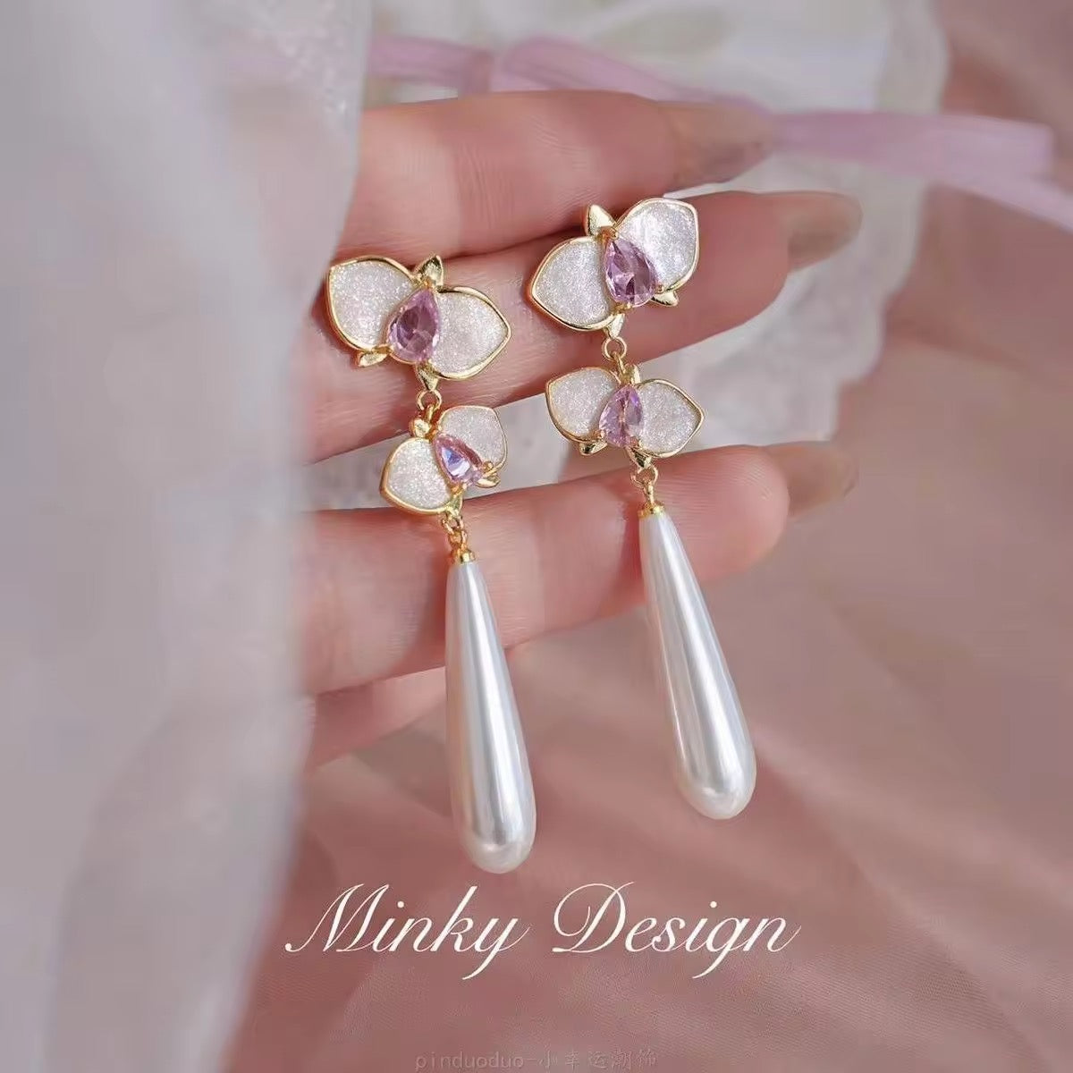 Party Wear Flower Drop Earrings