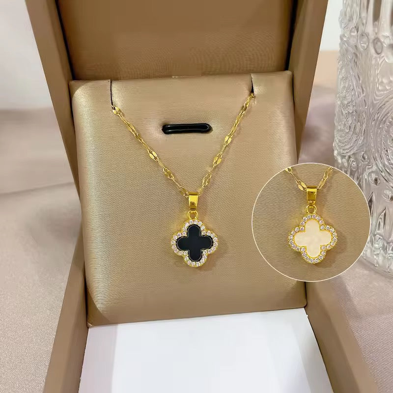 AREENA Two-Tone Reversible Clover Pendant