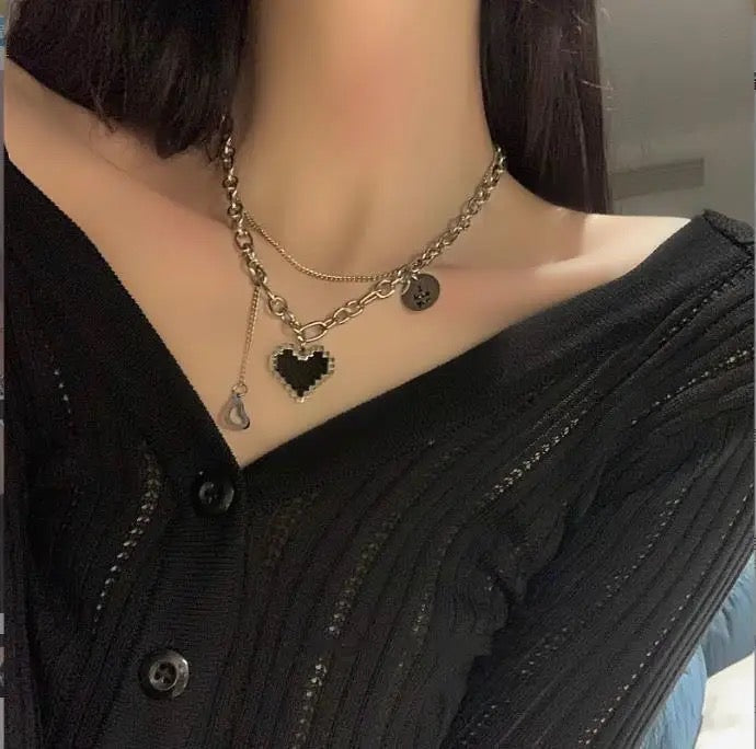 Black Heart Prom Necklace