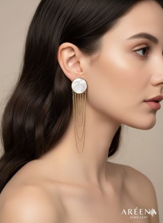 Geometric Pearl Dangles
