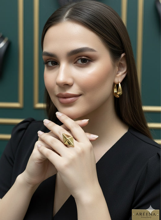 Diamond Shaped Golden Ring