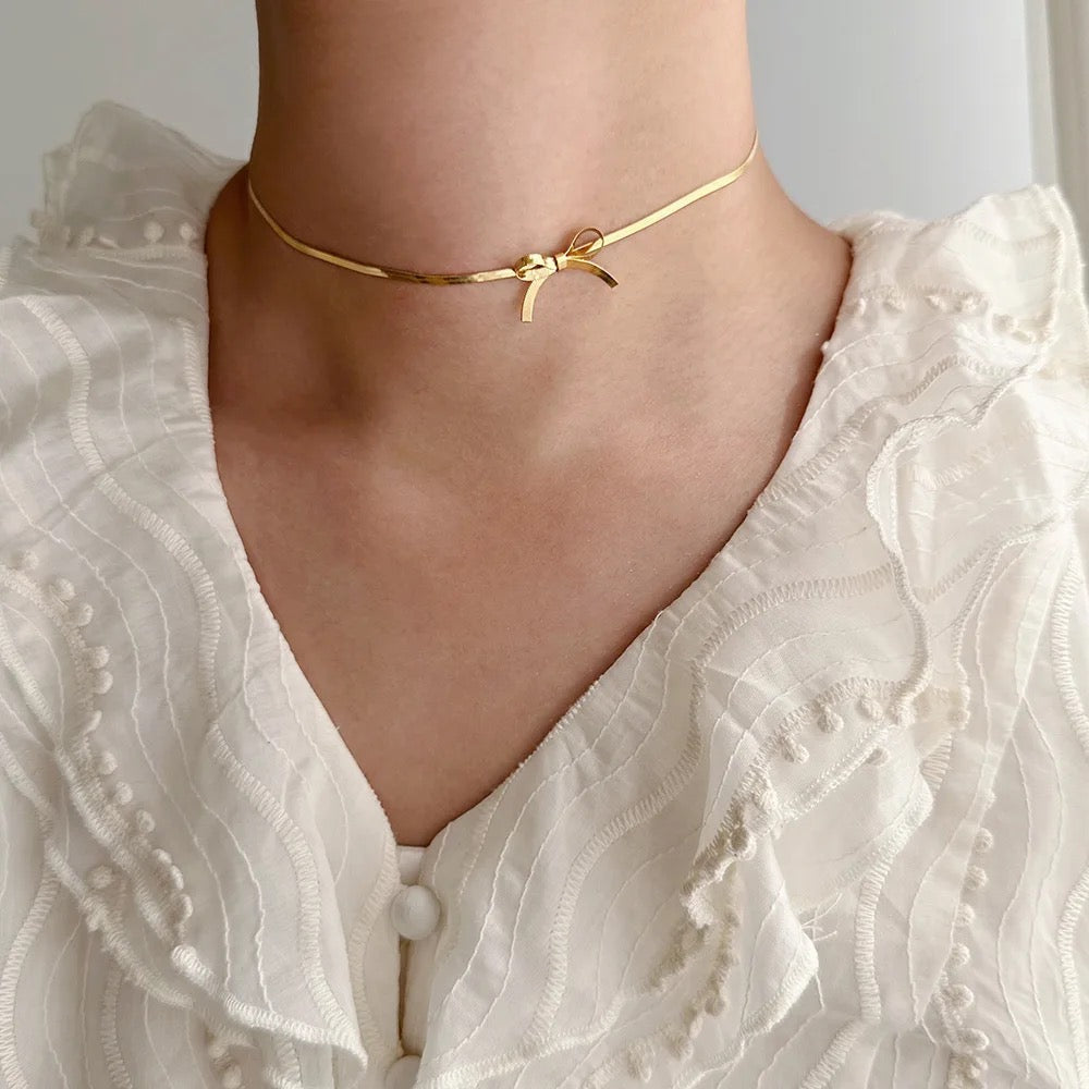 18k Gold Plated Adjustable Bowknot Necklace