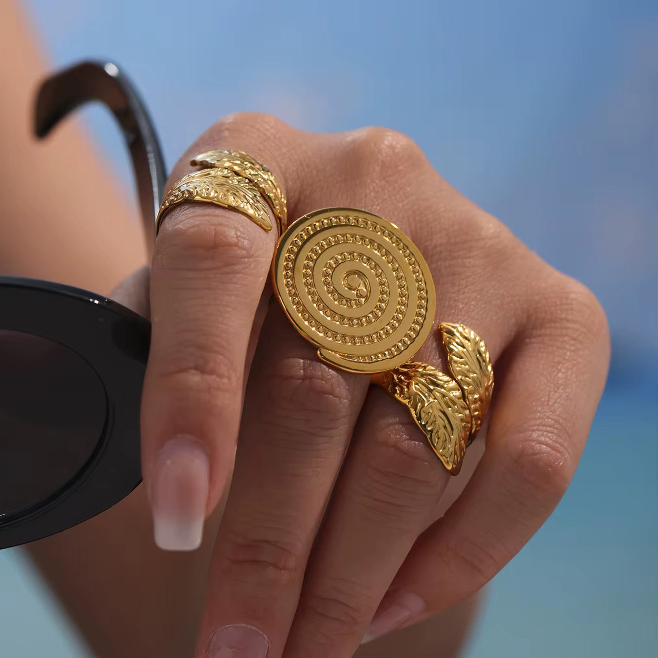 Spiral Ring – Anti-Tarnish, Golden, Adjustable Fit