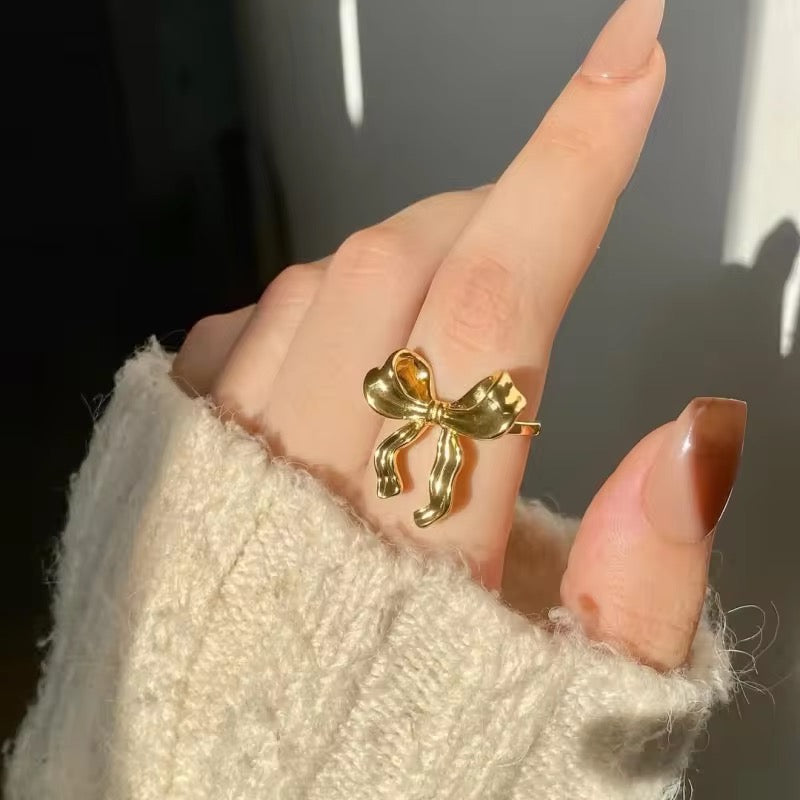 Ribbon Ring – Anti-Tarnish, Golden, Adjustable Fit