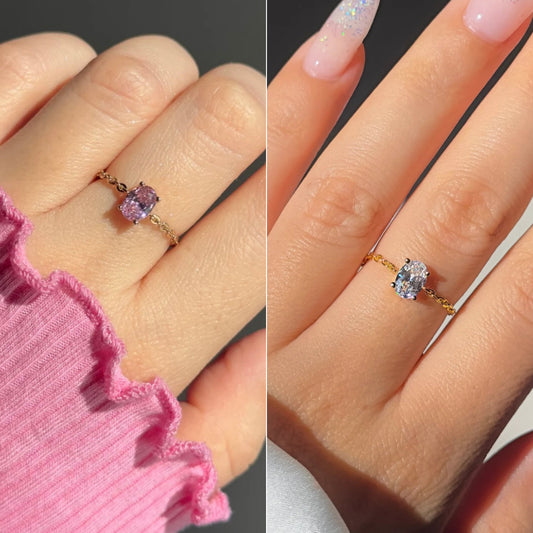 Zunaira Adjustable Chain Ring Value Combo - (Golden + Royal Pink)