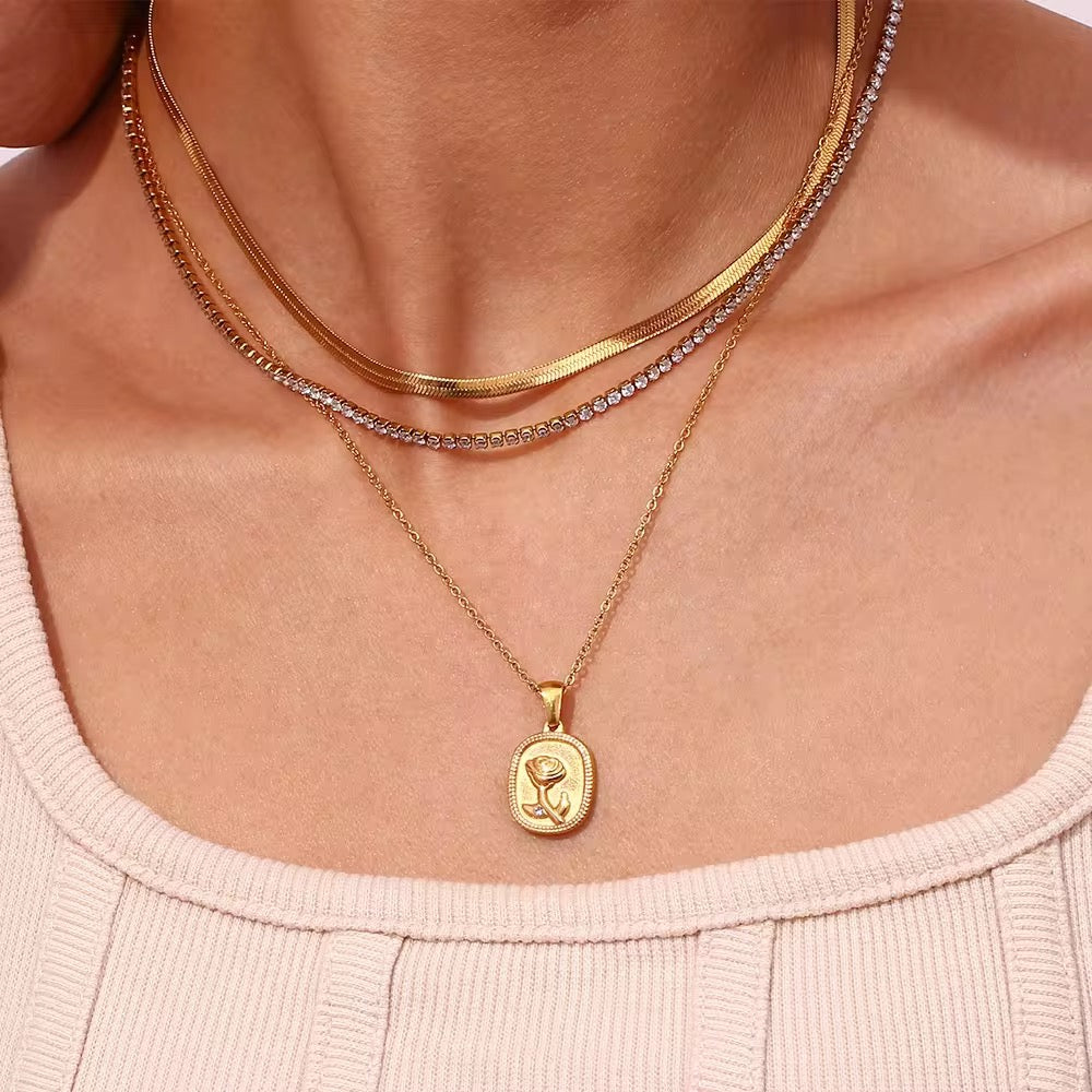 Vintage Medallion Rose Pendant