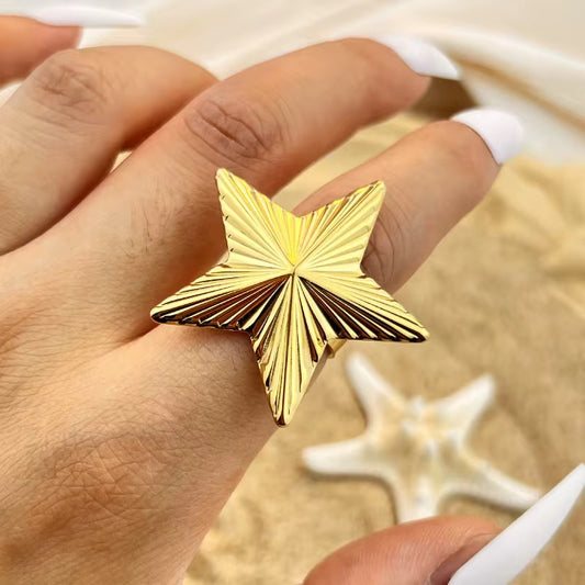 Star Ring – Anti-Tarnish, Golden, Adjustable Fit