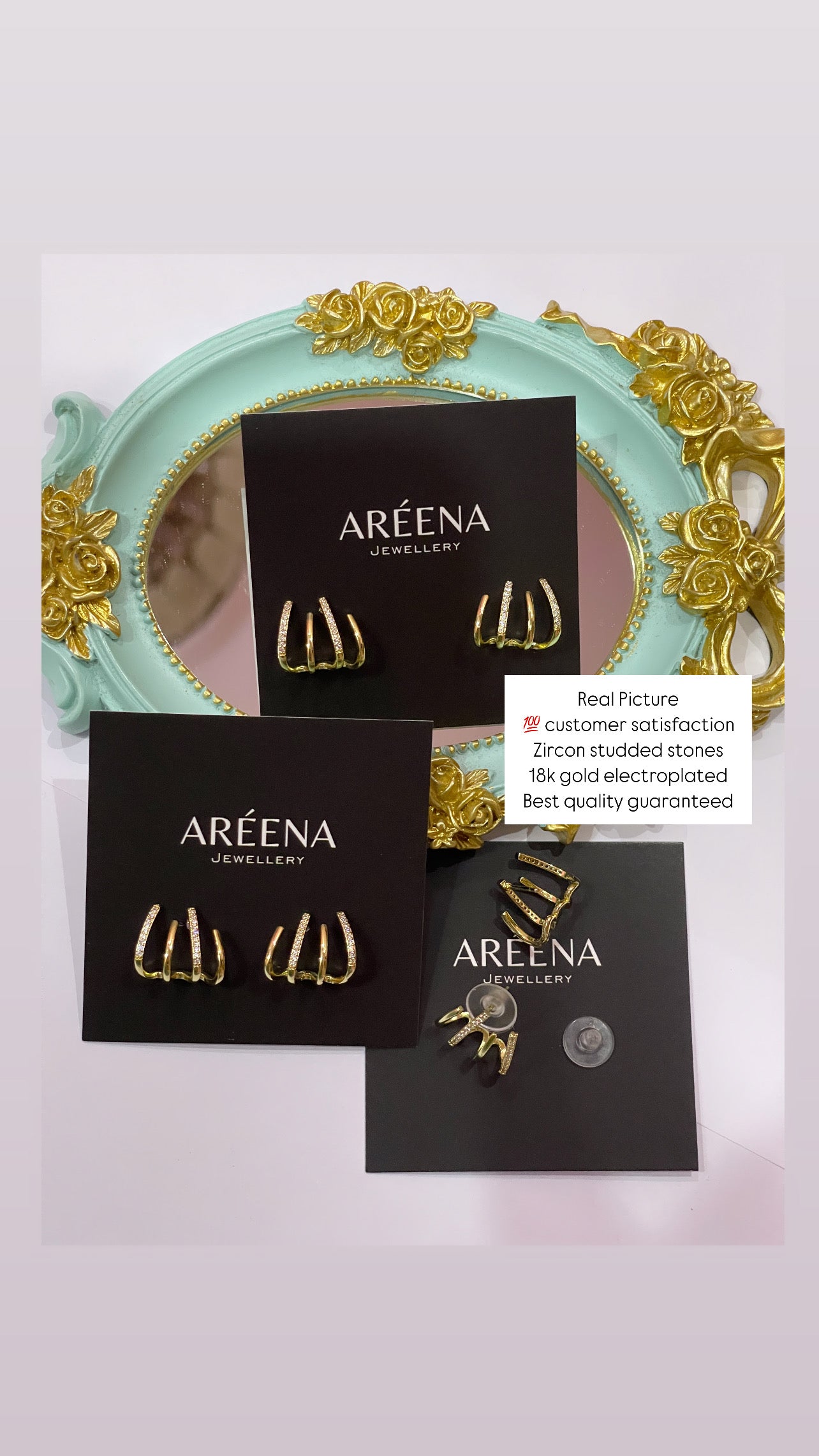 Royale Multi Piercing Effect Earrings - (18K Gold Electroplated)