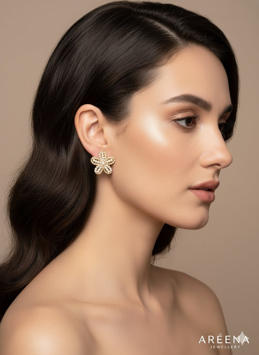 Cute Pearl Flower Studs