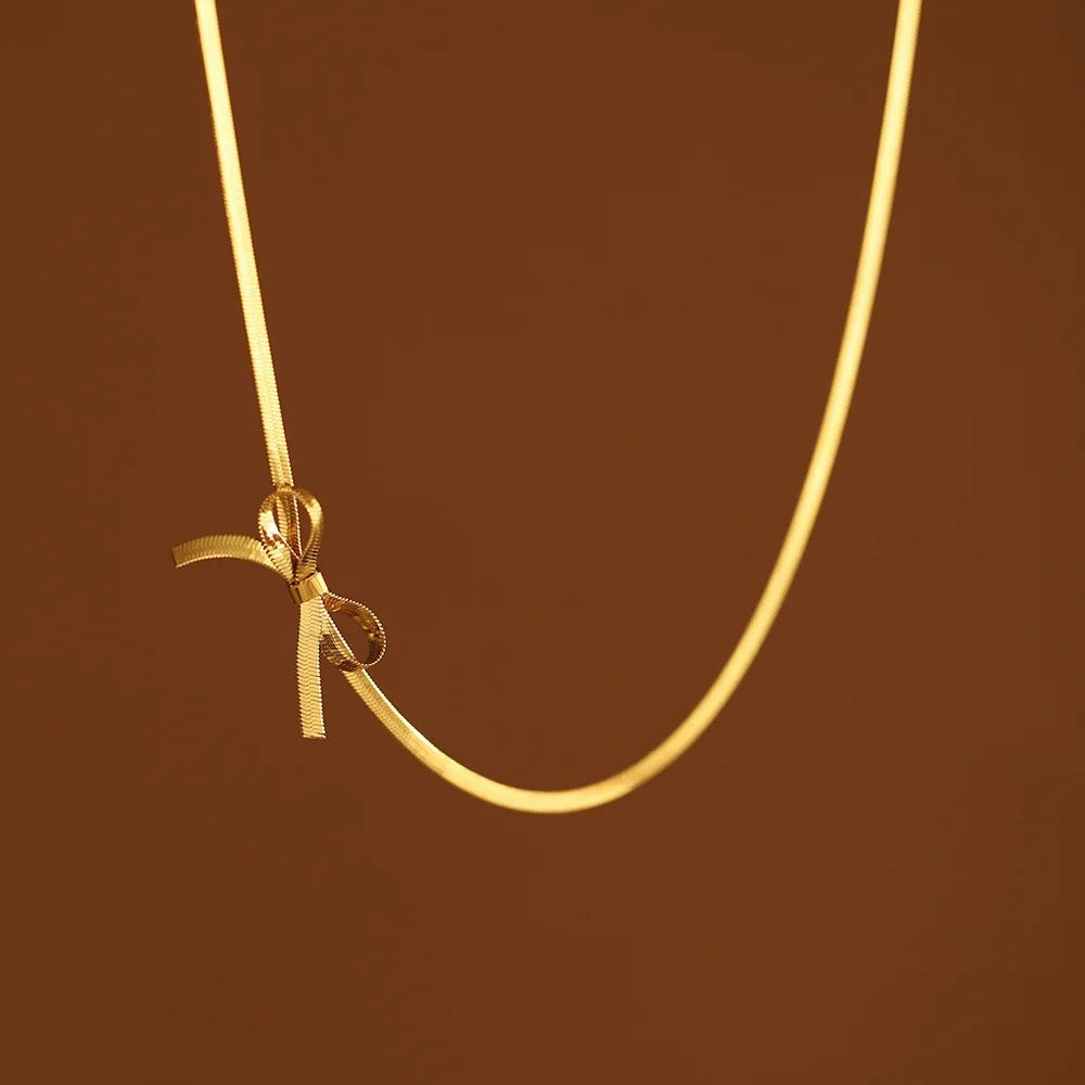 18k Gold Plated Adjustable Bowknot Necklace