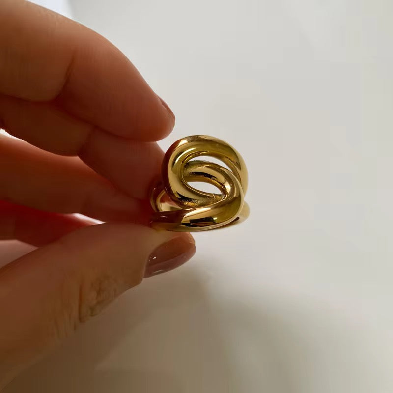 Double Circle Ring – Anti-Tarnish, Golden, Adjustable Fit