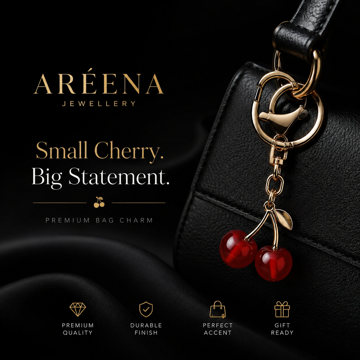AREENA Small Cherry Bag Charm 🍒