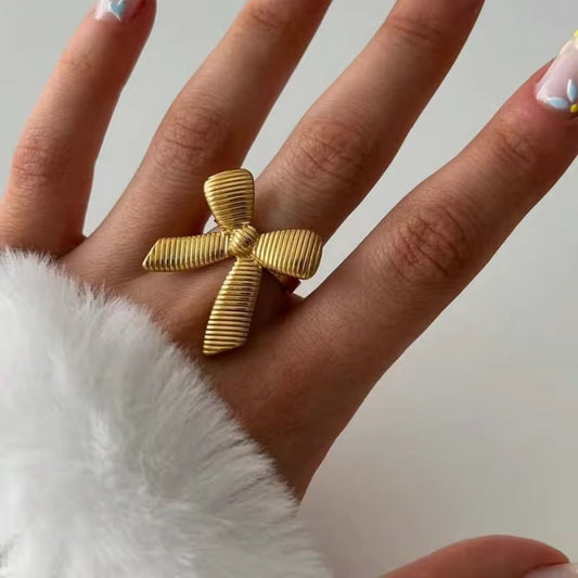Bow Ring – Anti-Tarnish, Golden, Adjustable Fit