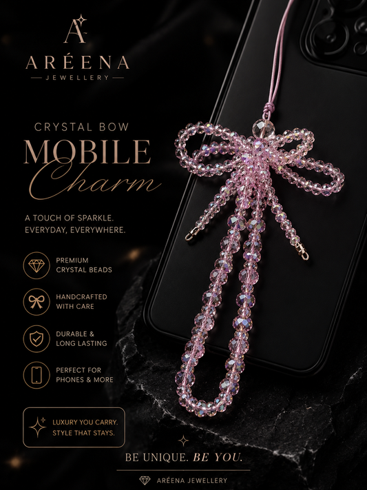 AREENA Crystal Bow Mobile Charm – Blush Pink