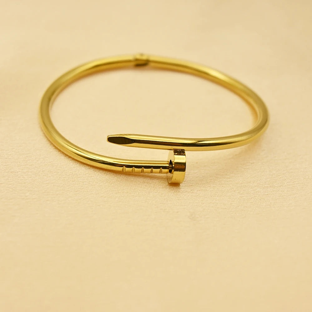 Stainless Steel Anti-Tarnish Golden Nail Bracelet