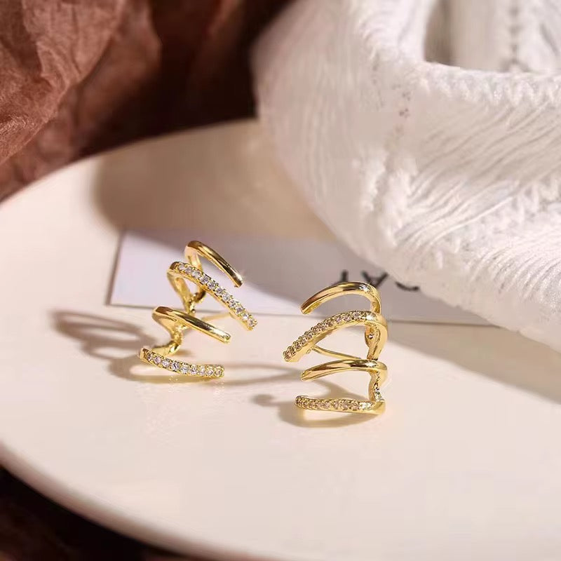 Premium Gold Plated Multi Effect Claw Earrings