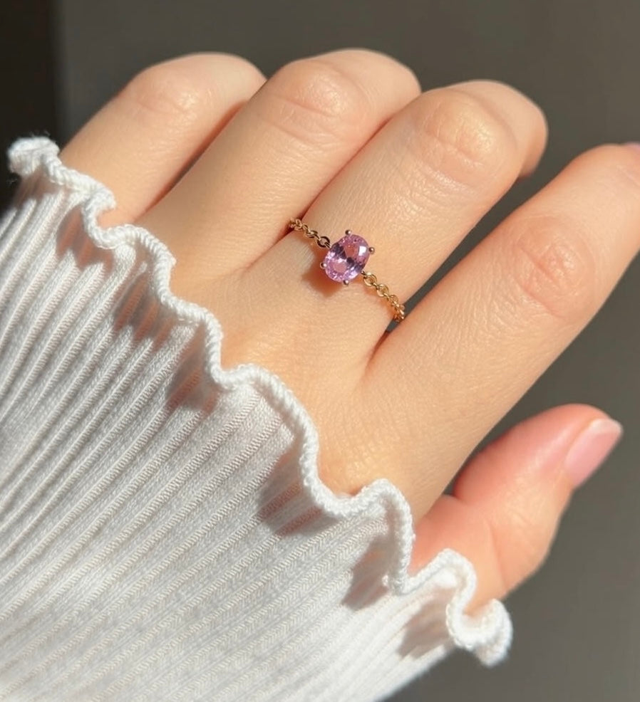 Trio of Zircon Adjustable Chain Rings Set – Pink, Golden & Silver (Anti-Tarnish Copper)