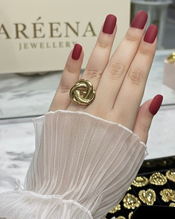 Double Circle Ring – Anti-Tarnish, Golden, Adjustable Fit