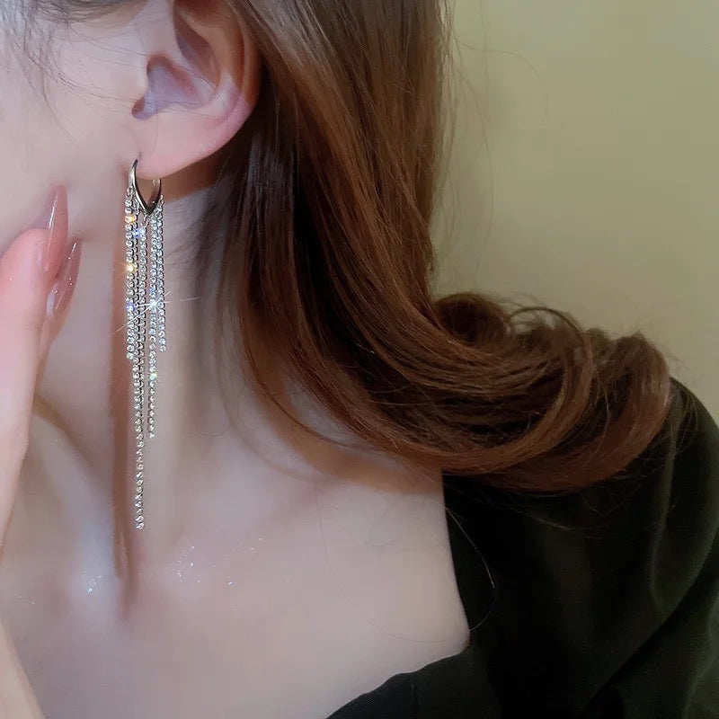 Rhinestones Long Fairy Earrings