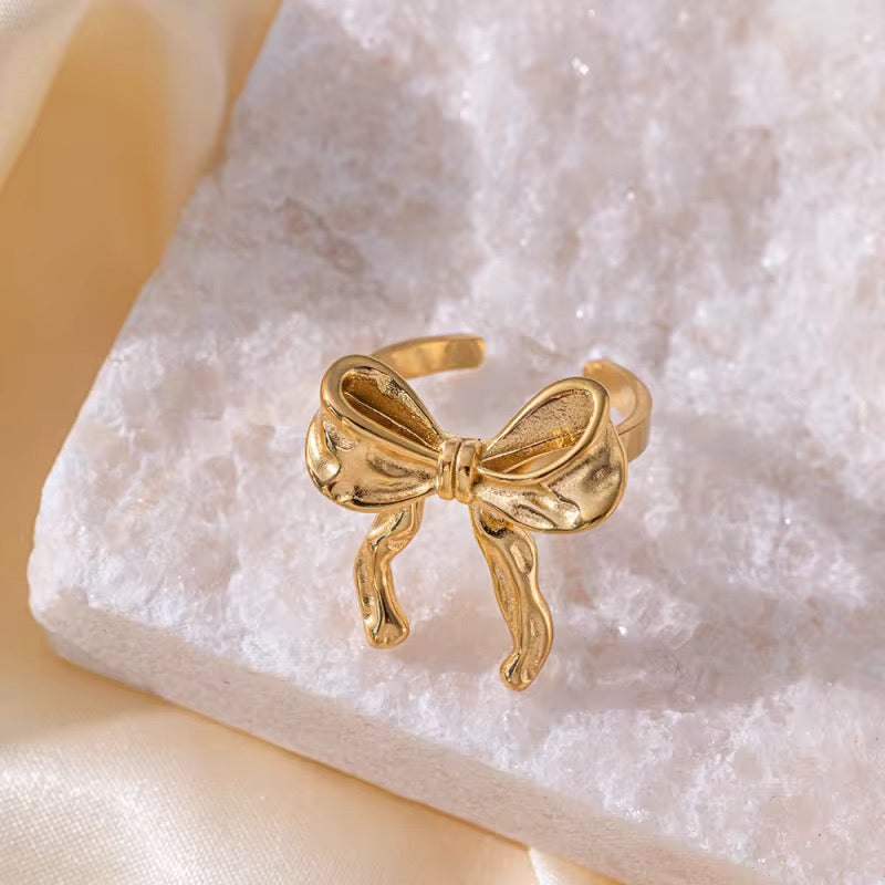 Ribbon Ring – Anti-Tarnish, Golden, Adjustable Fit