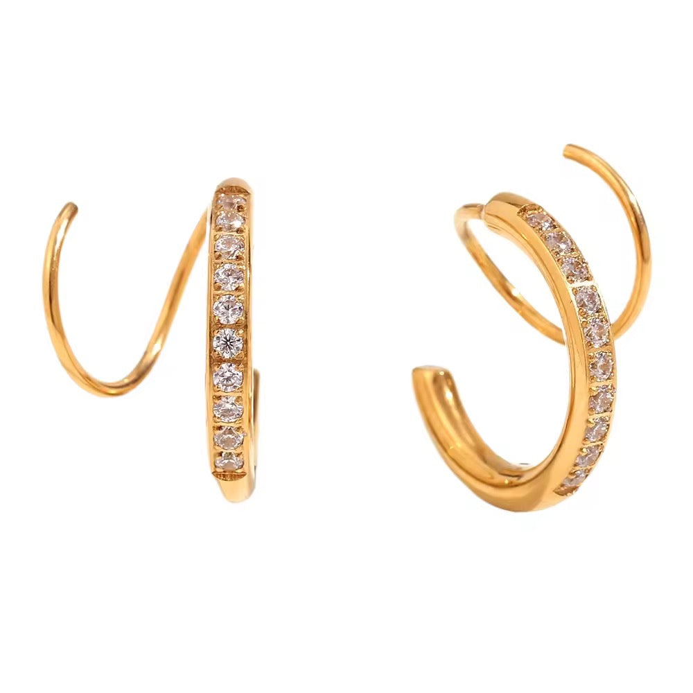 18K Gold Plated Spiral Earrings - Golden
