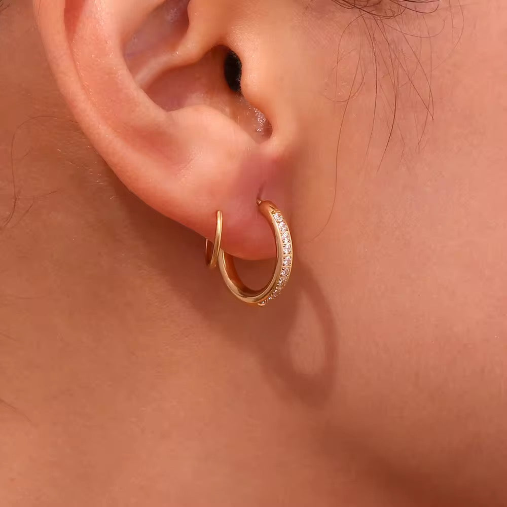 18K Gold Plated Spiral Earrings - Golden