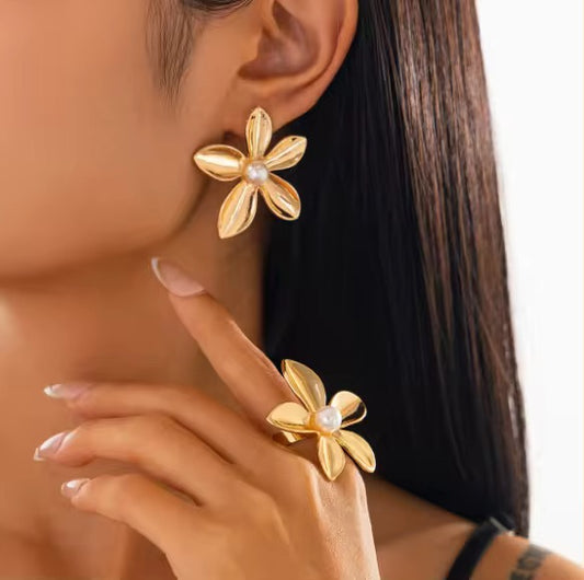 Gold Plated Floral Earrings