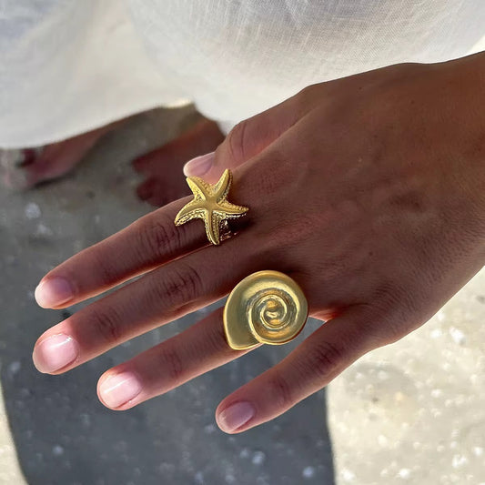 Starfish Ring – Anti-Tarnish, Golden, Adjustable Fit